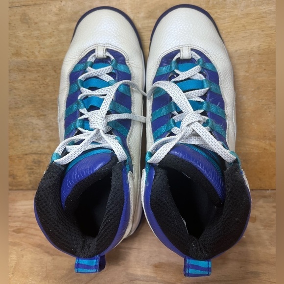 Air Jordan 10 Retro Charlotte Hornets Womens Size 6 (4.5Y) Shoes White Blue - Picture 6 of 8
